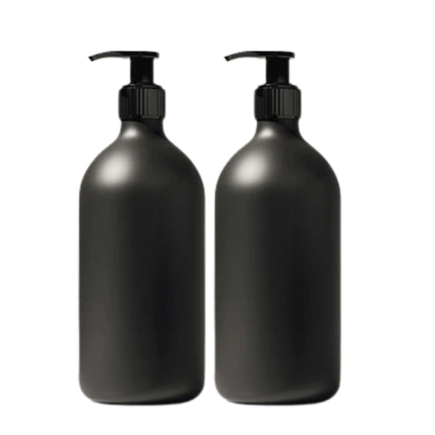 2 Pack Black Soap Dispenser – 16oz Refillable HDPE Plastic Bottles for Dish Soap, Hand Soap