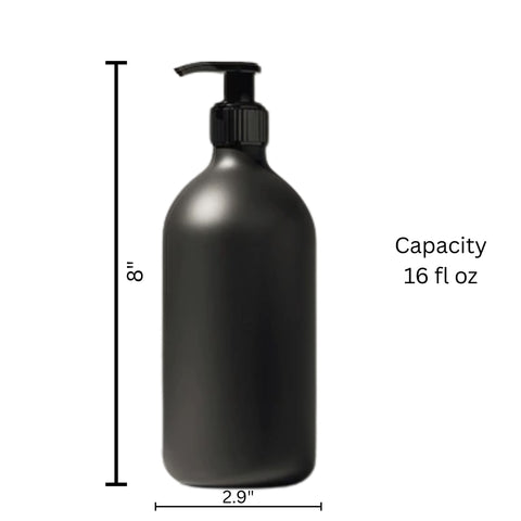 2 Pack Black Soap Dispenser – 16oz Refillable HDPE Plastic Bottles for Dish Soap, Hand Soap