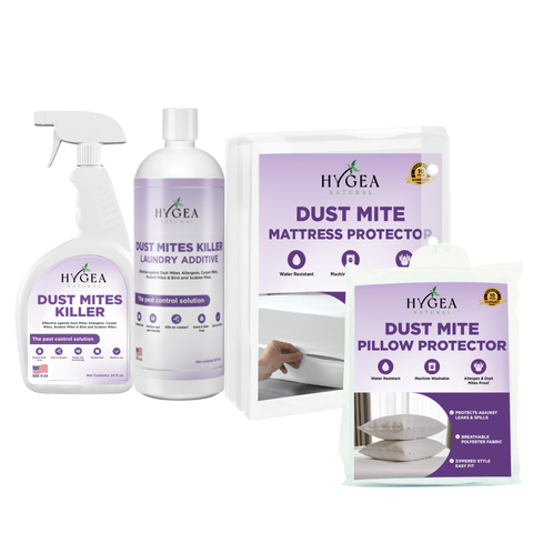 Dust Mite Kit- Contains 24 Spray, Laundry Additive, Mattress & Pillow Protectors