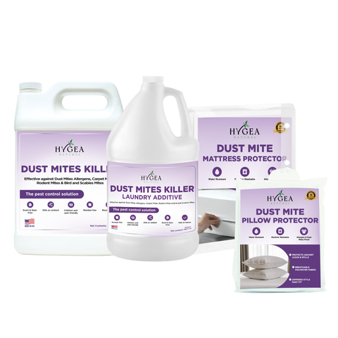 Dust Mite Kit - Includes Gallon Spray, Laundry Additive, Mattress & Pillow Protectors