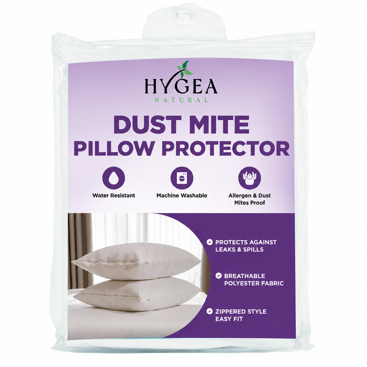 Hygea Natural zippered pillow protectors
