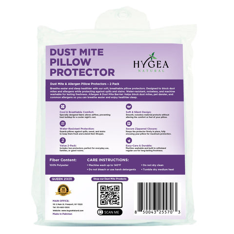 Dust Mite & Allergen Pillow Protector – 2 Pack