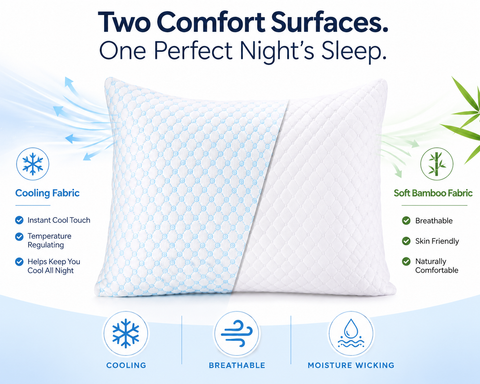 Hygea Natural Cooling Gel Shredded Memory Foam Pillow | Adjustable Cooling Bed Pillow